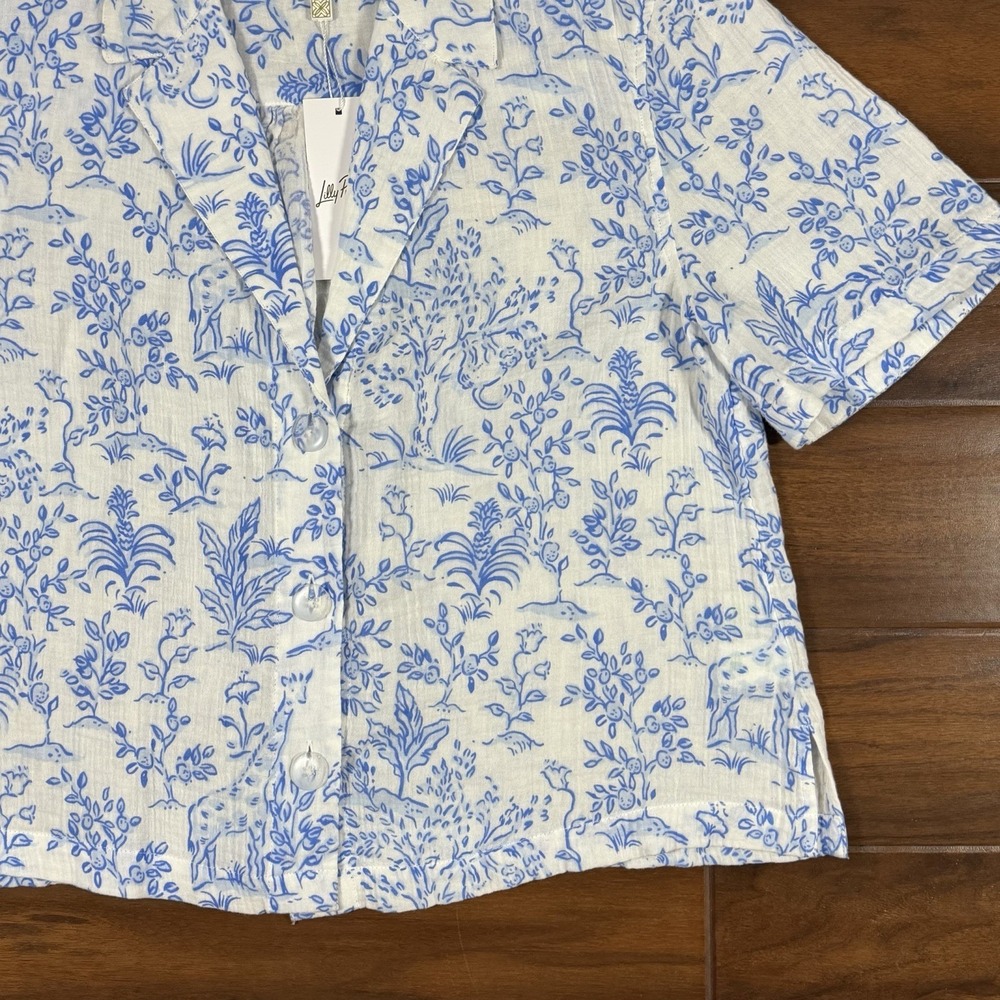 Lilly Pulitzer Women's Size Small Resort White Blue Montee Shirt Cover Up - Picture 3 of 11